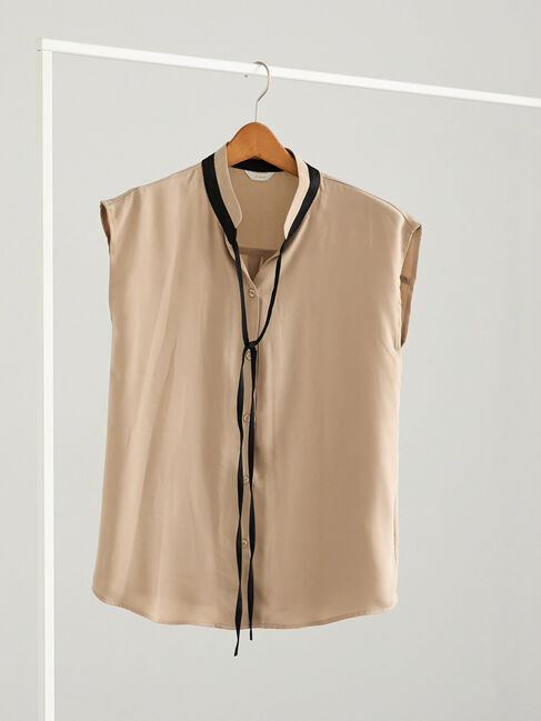 Te chichi「配色リボンドットアソートブラウス」|シャツ・ブラウス|キャメル