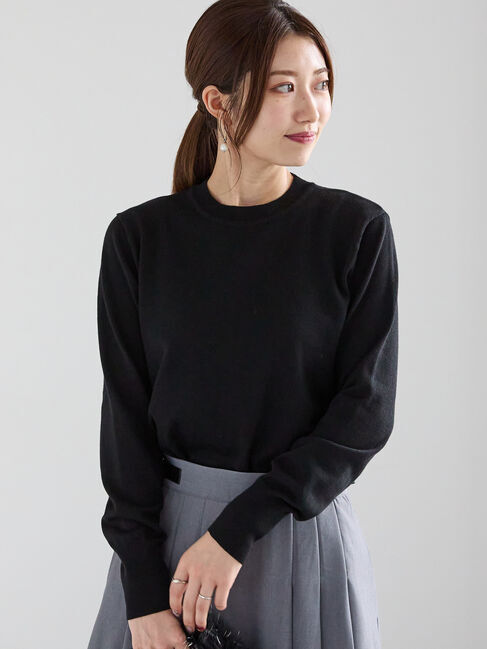 Te chichi「クルーネックプレーンプルオーバー」|ニット・セーター|ブラック