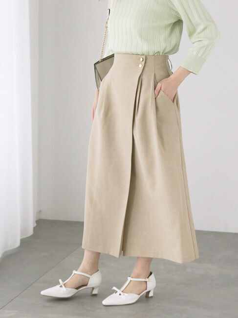 Te chichi TERRASSE「麻調ボタンスカーチョ」|その他|ベージュ