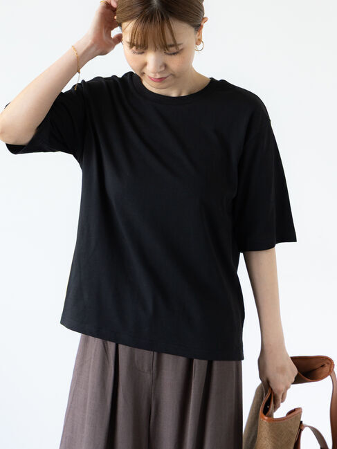 Lugnoncure「【接触冷感】クルーネックTシャツ」|Tシャツ・カットソー|ブラック