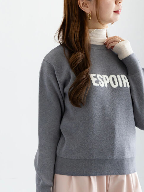 Te chichi「【宮本茉由着用】サガラ刺繍ロゴニット」|ニット・セーター|グレー