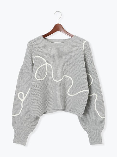 Te chichi TERRASSE「畦編みコード刺繍ニットプルオーバー」|ニット・セーター|グレー