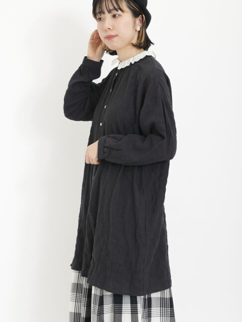 Samansa Mos2「柄アソートレース襟チュニック」|シャツ・ブラウス|