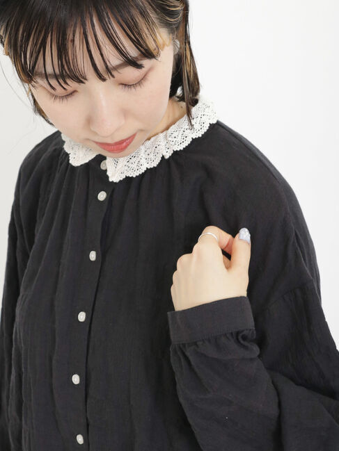 Samansa Mos2「柄アソートレース襟チュニック」|シャツ・ブラウス|