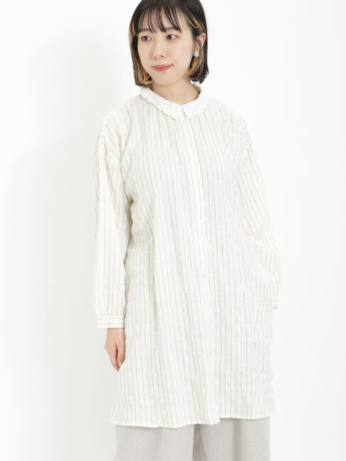 Samansa Mos2「柄アソートレース襟チュニック」|シャツ・ブラウス|