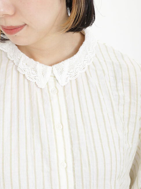 Samansa Mos2「柄アソートレース襟チュニック」|シャツ・ブラウス|