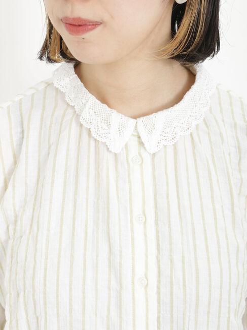 Samansa Mos2「柄アソートレース襟チュニック」|シャツ・ブラウス|