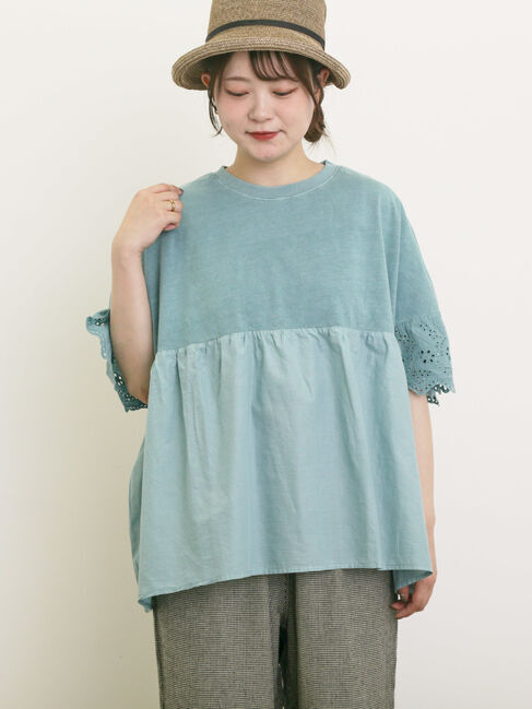 Samansa Mos2「袖レースギャザーカットソー」|Tシャツ・カットソー|