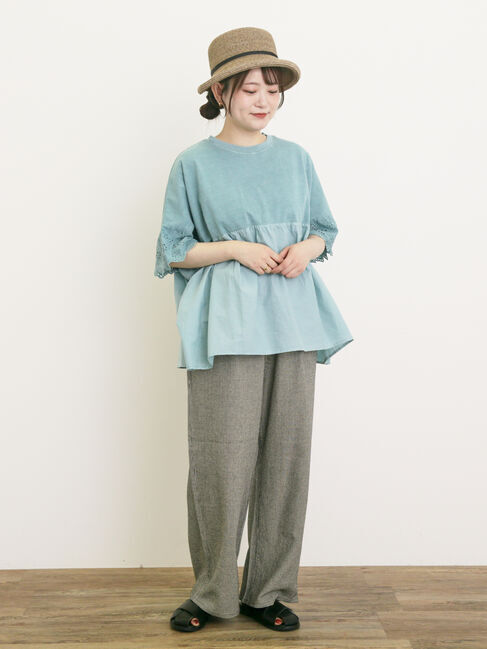 Samansa Mos2「袖レースギャザーカットソー」|Tシャツ・カットソー|