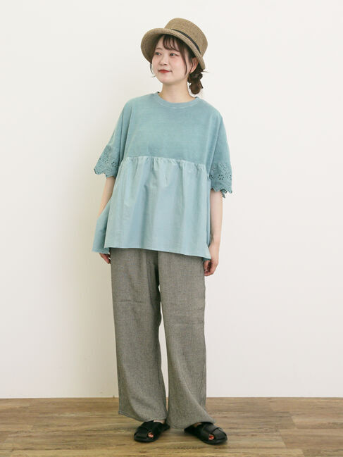 Samansa Mos2「袖レースギャザーカットソー」|Tシャツ・カットソー|