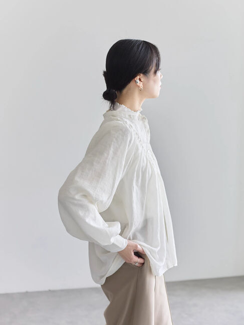 Samansa Mos2 blue「切替タックブラウス」|シャツ・ブラウス|