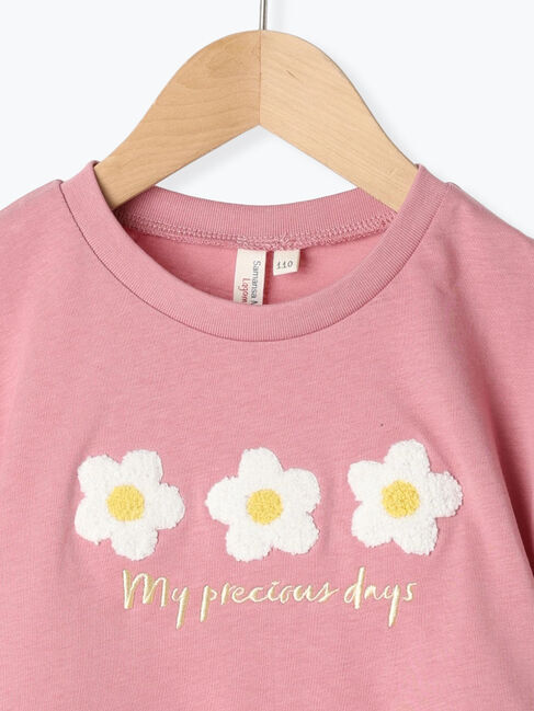 Samansa Mos2 Lagom「【吸水速乾】お花さがら刺繍Tシャツ」|Tシャツ・カットソー|