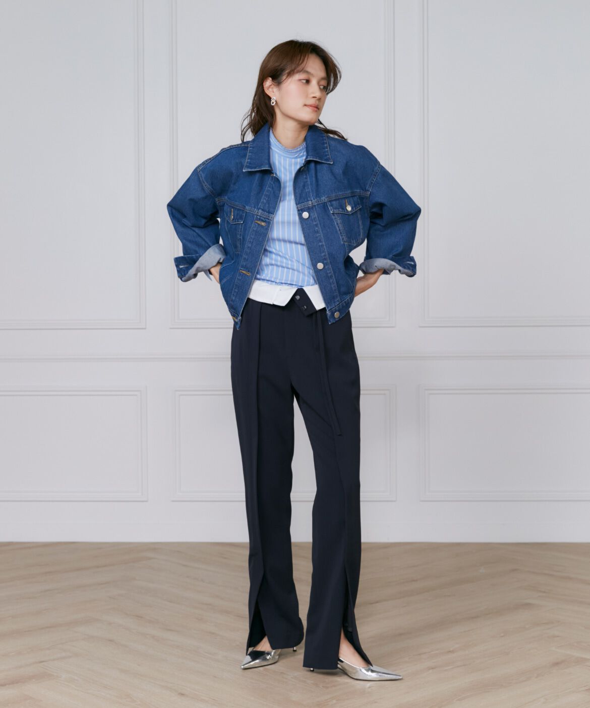 INED「《大きいサイズ》プリーツカラーブラウス」|シャツ・ブラウス|