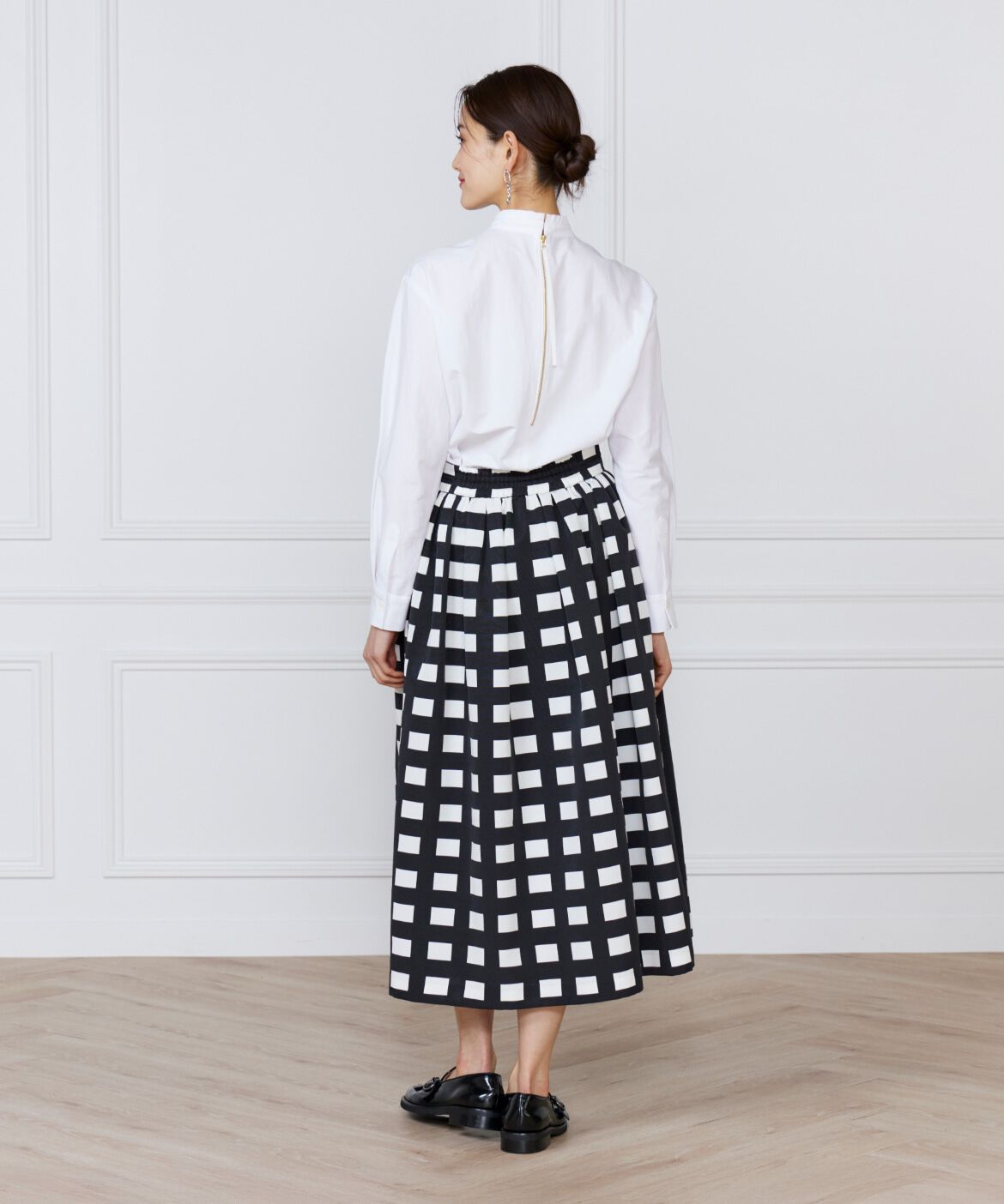 INED「《大きいサイズ》プリーツカラーブラウス」|シャツ・ブラウス|