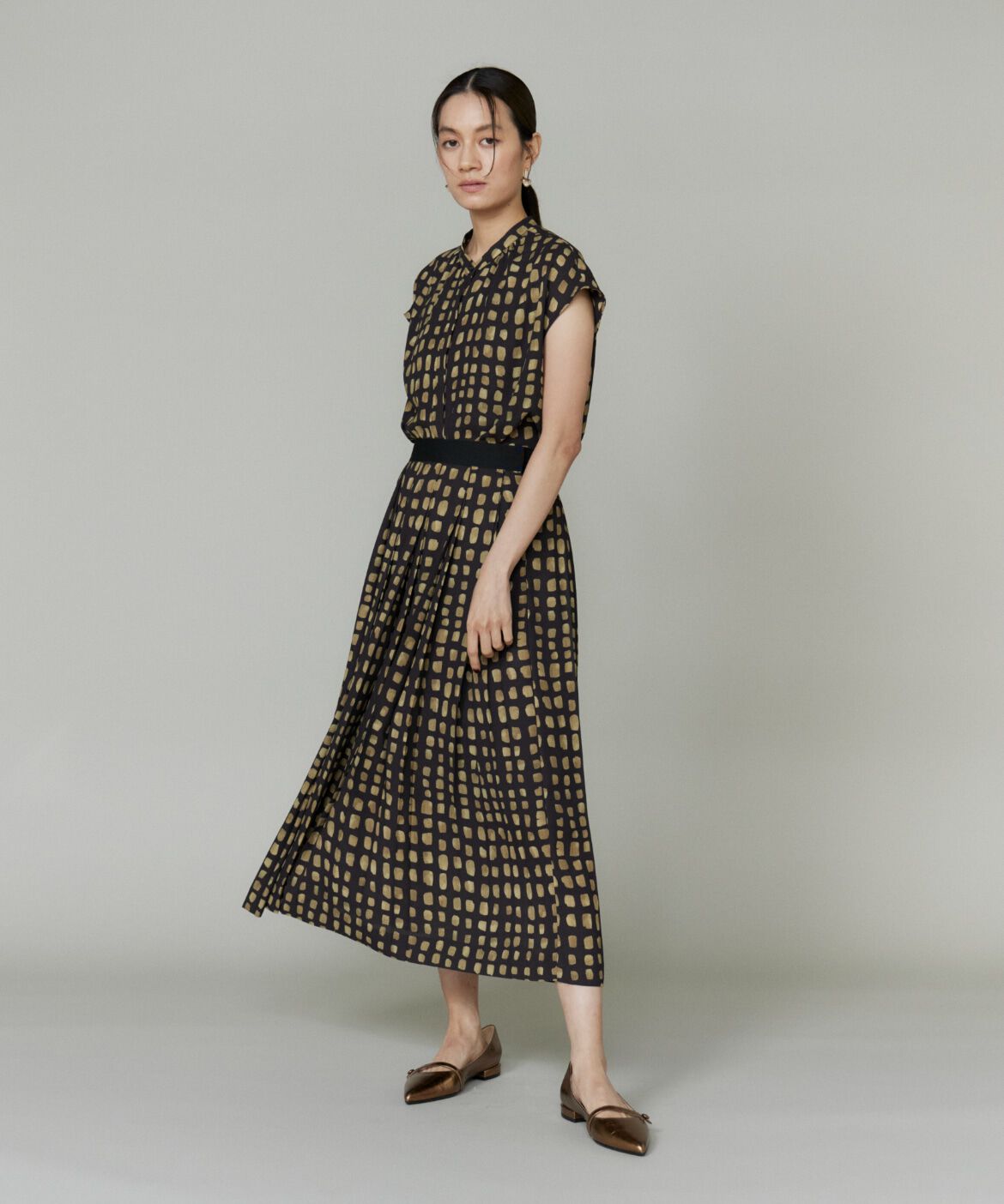 INED「《大きいサイズ》デフォルメチェックプリントスカート」|スカート|