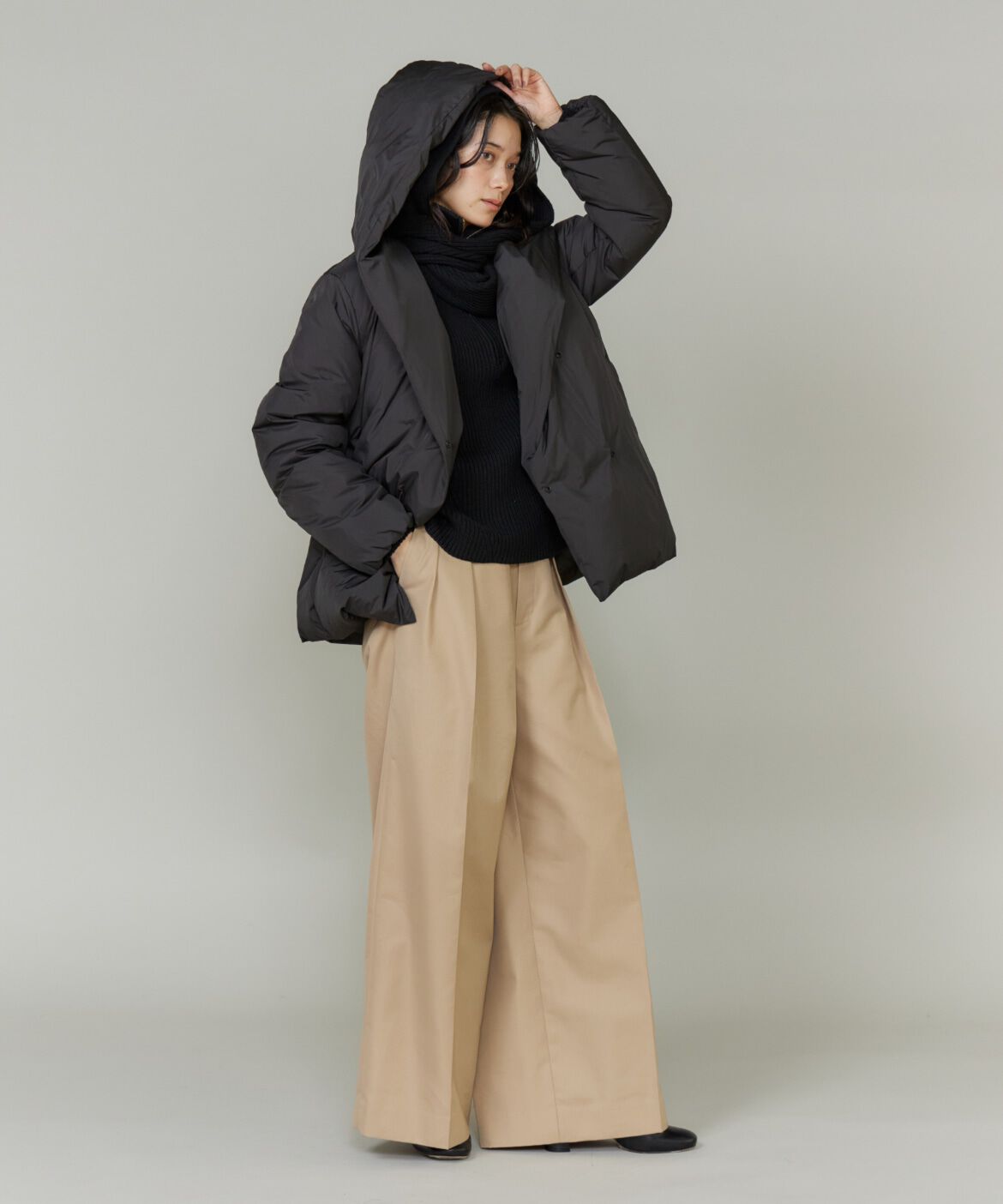 INED「フーデッドマフラー」|ストール|