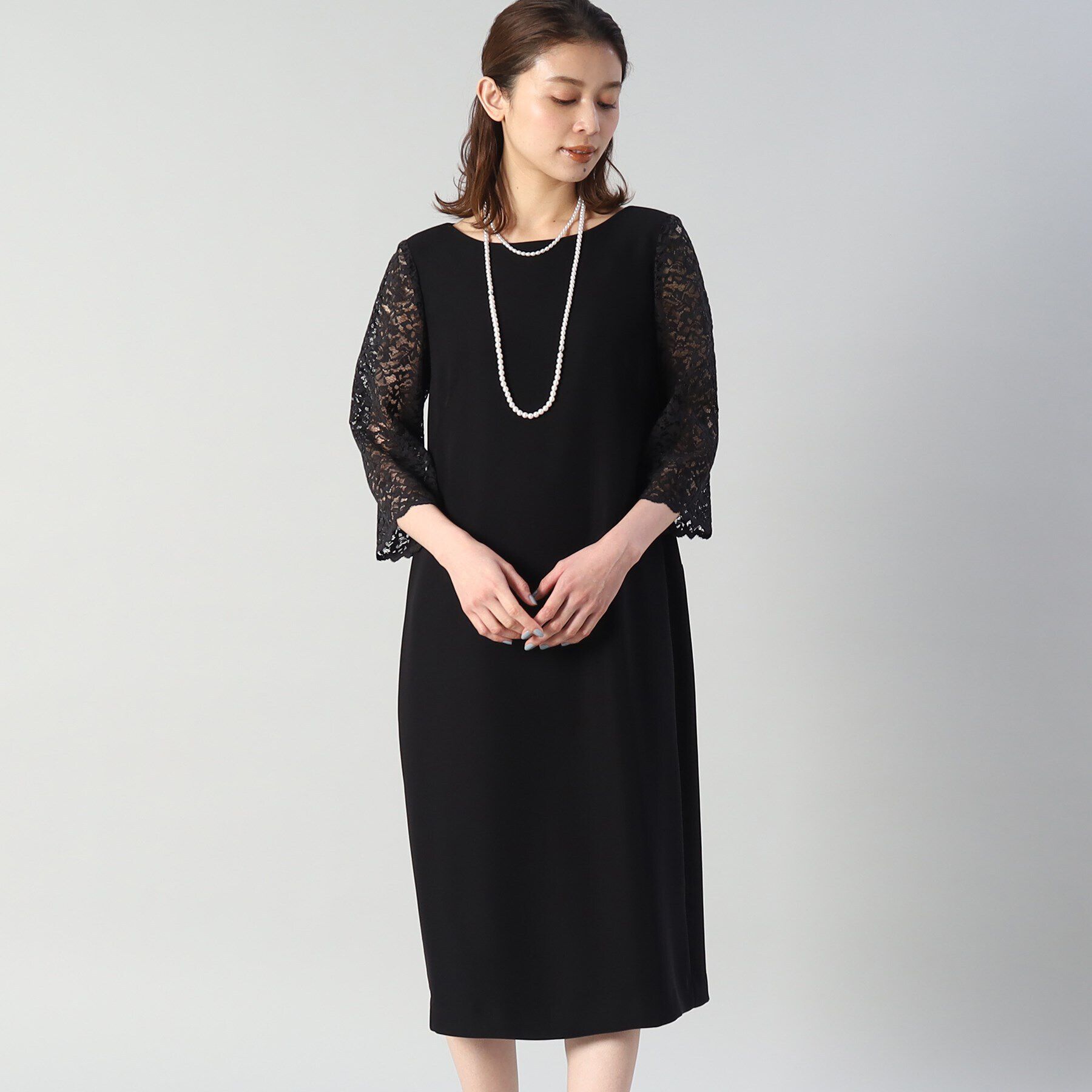 UNTITLED「袖レースドレスワンピース」|ワンピース|ブラック(019)