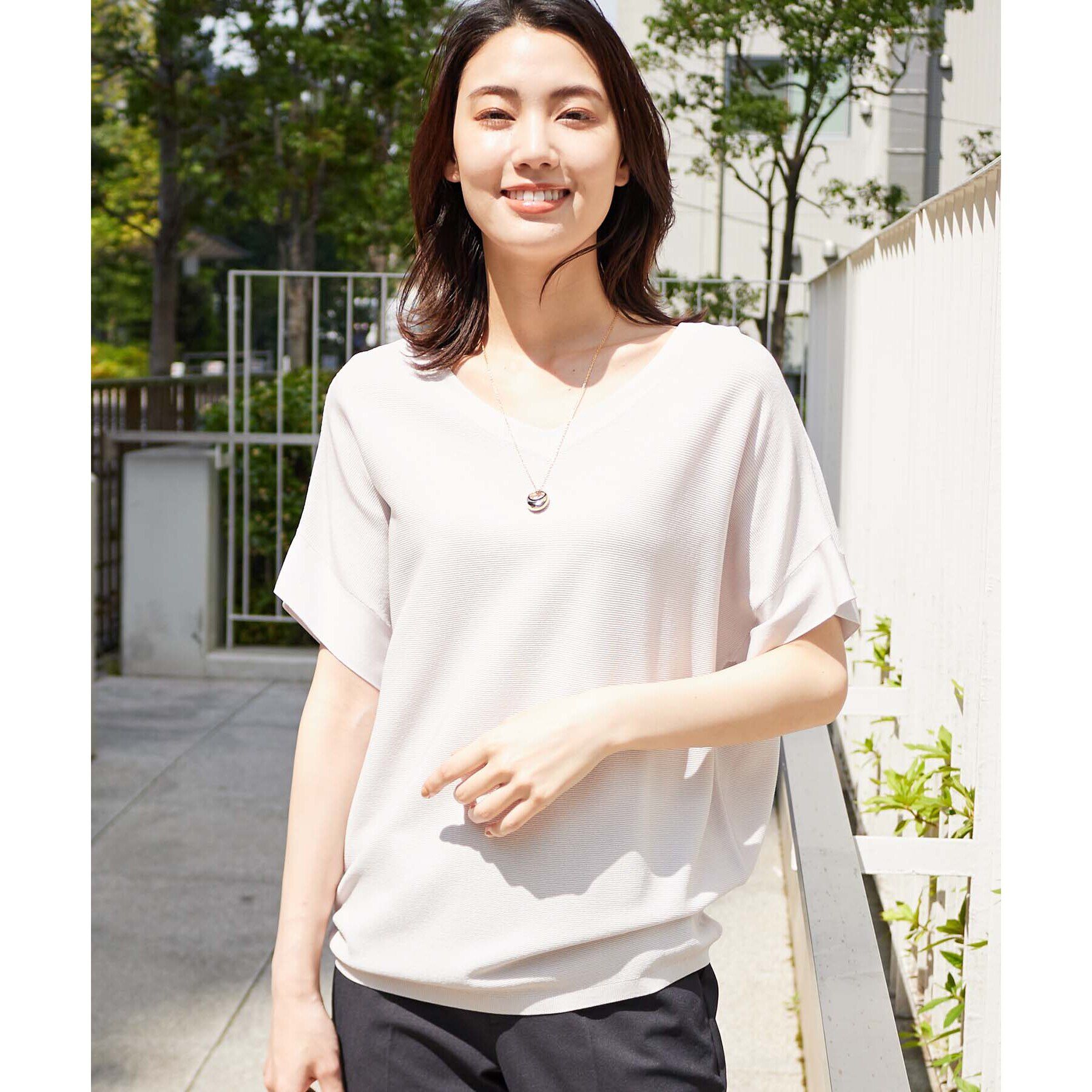 UNTITLED「【大人気のベストセラーアイテム！／洗える】前後2WAY レーヨンストレッチニット」|ニット・セーター|グレー(010)