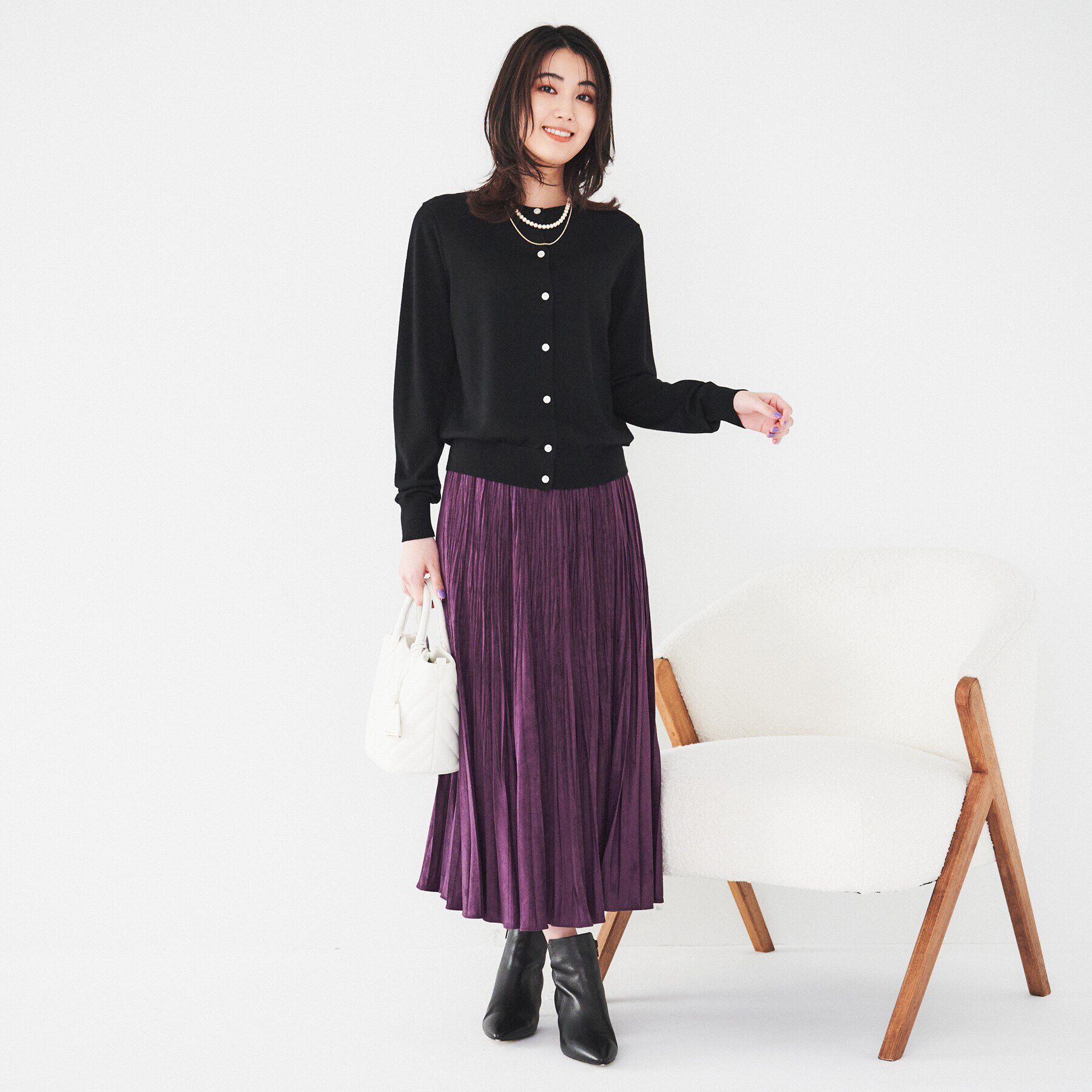 UNTITLED「ウール クルーネックニットカーディガン」|カーディガン|