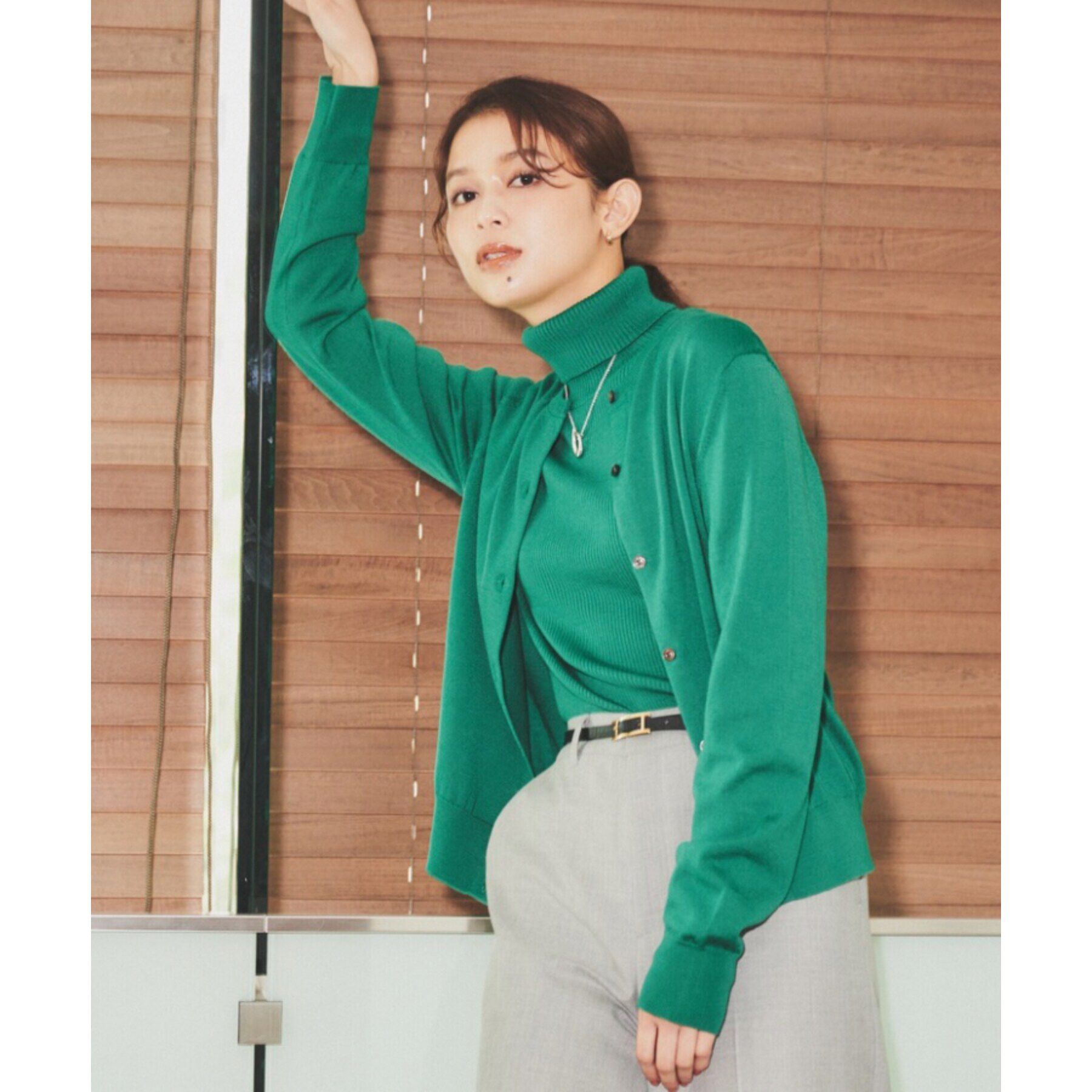 UNTITLED「ウール クルーネックニットカーディガン」|カーディガン|