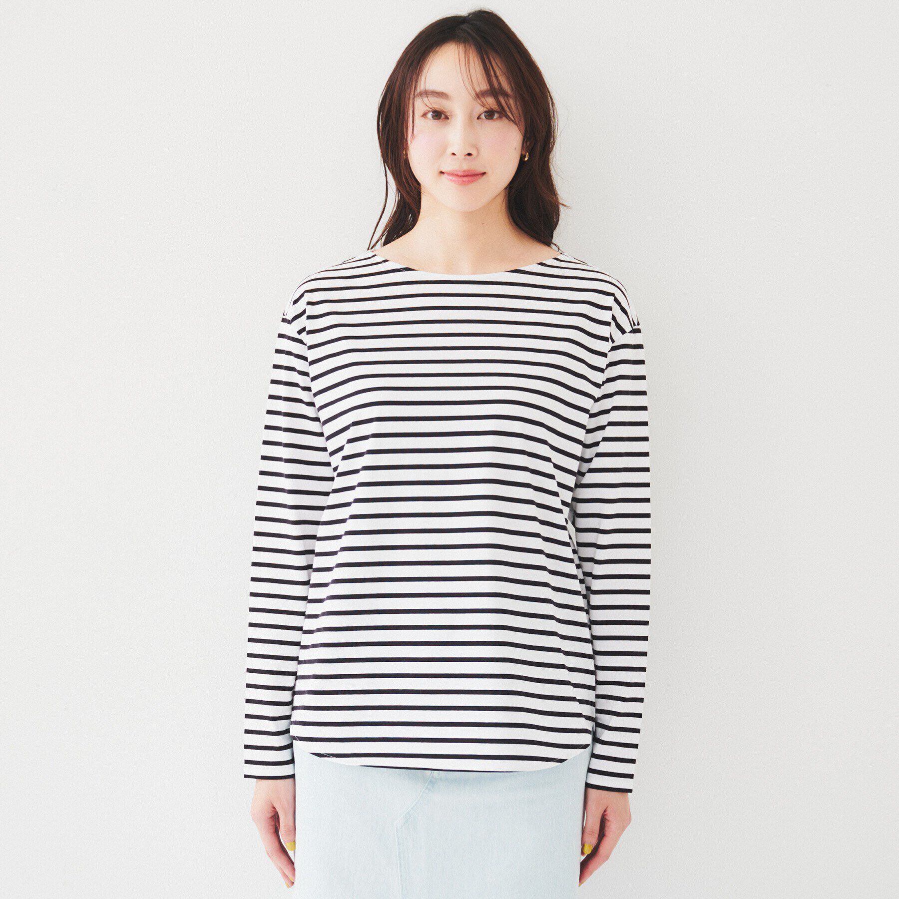 UNTITLED「【着回し/首元スッキリ】ボートネック天竺プルオーバー」|Tシャツ・カットソー|