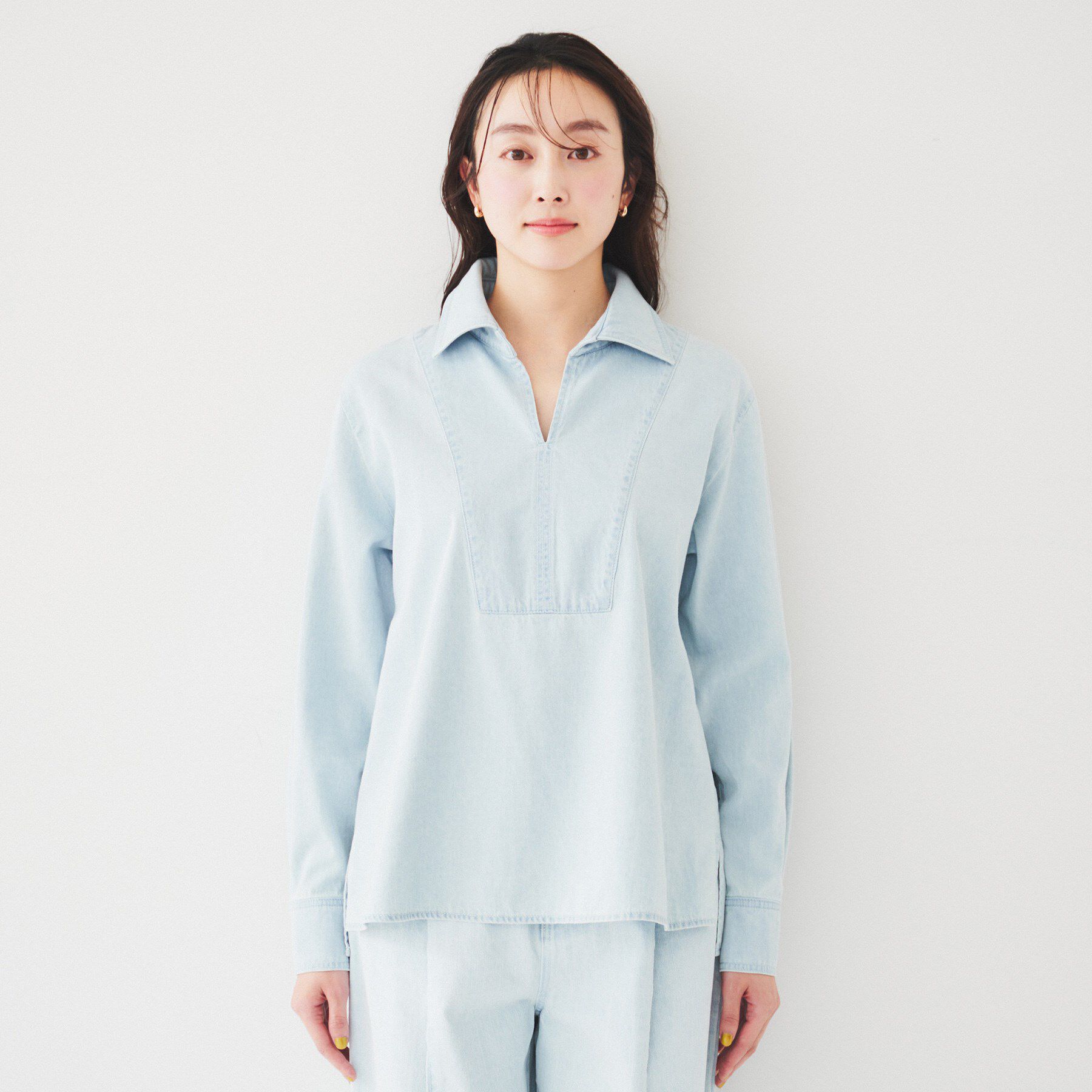 UNTITLED「ボウタイ付きデニムシャツ」|シャツ・ブラウス|