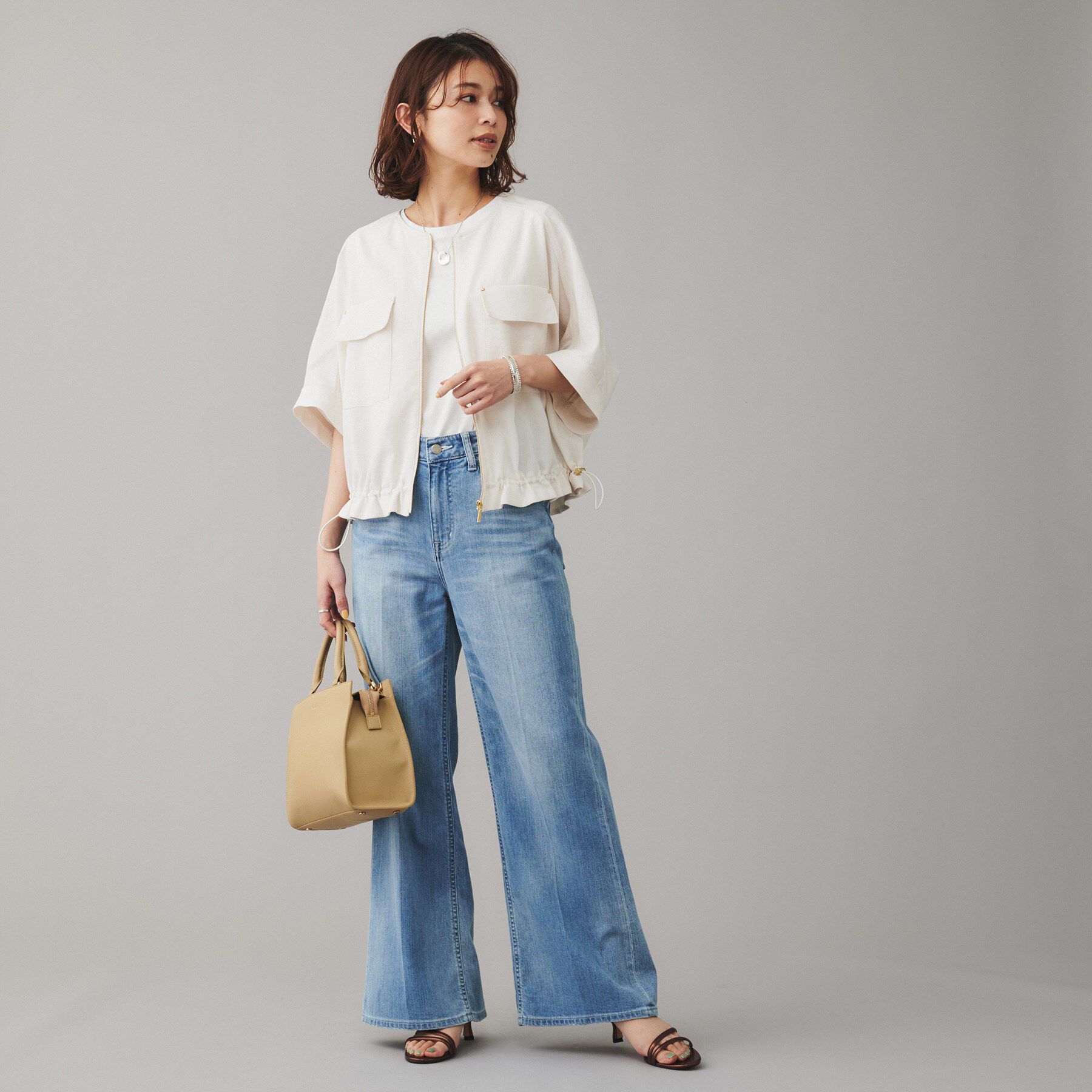 UNTITLED「【SEADRAKE】ノーカラー半袖ブルゾン」|ブルゾン・スタジャン|