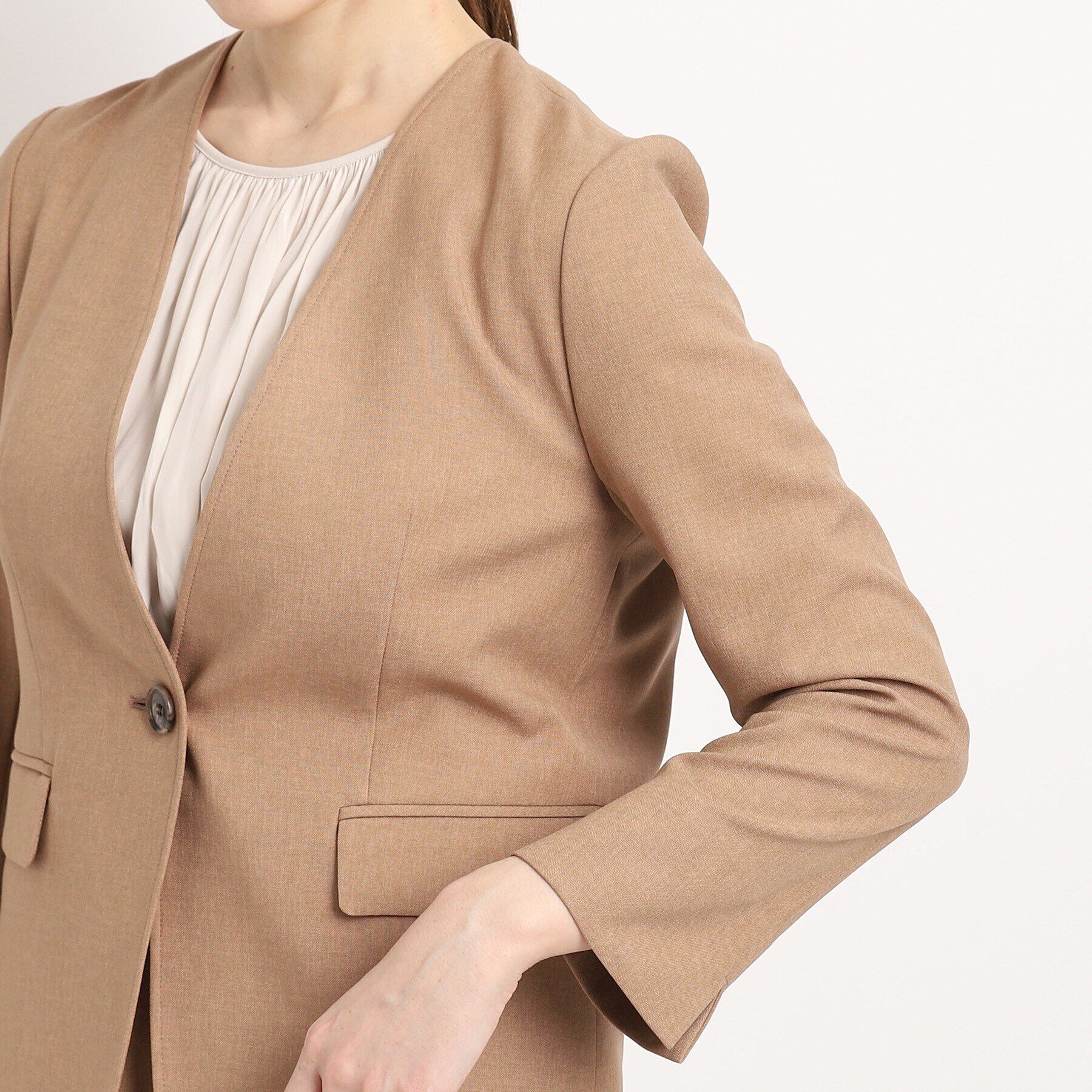 COUP DE CHANCE「【洗える／日本製】カラーレスジャケット」|ノーカラージャケット|