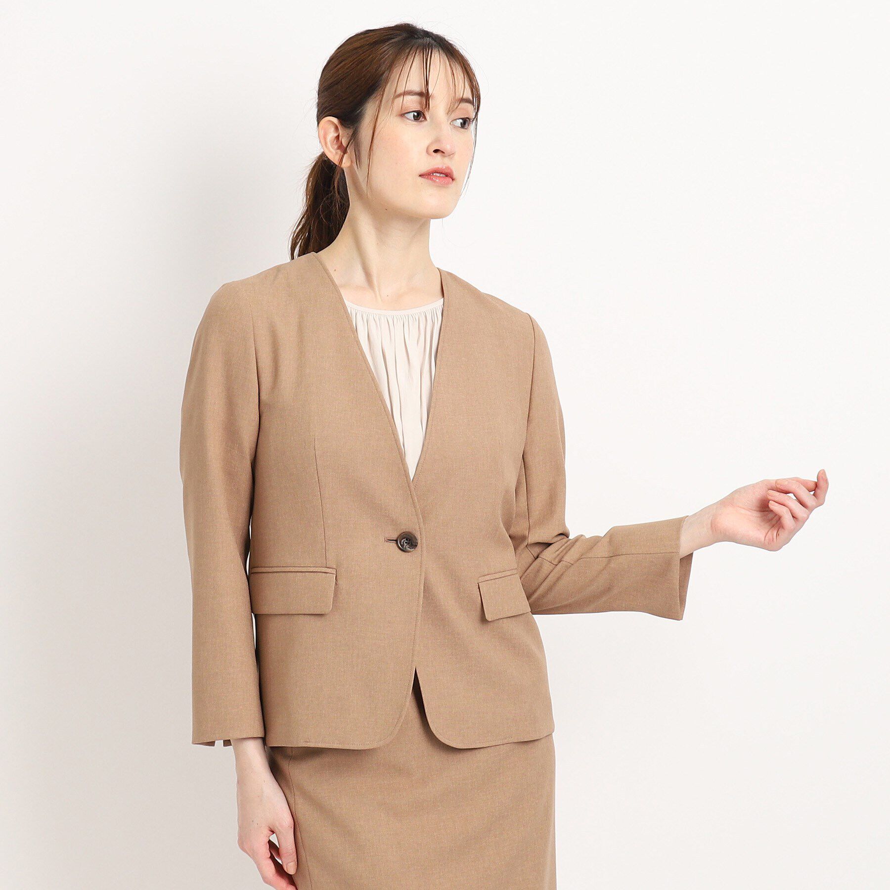 COUP DE CHANCE「【洗える／日本製】カラーレスジャケット」|ノーカラージャケット|