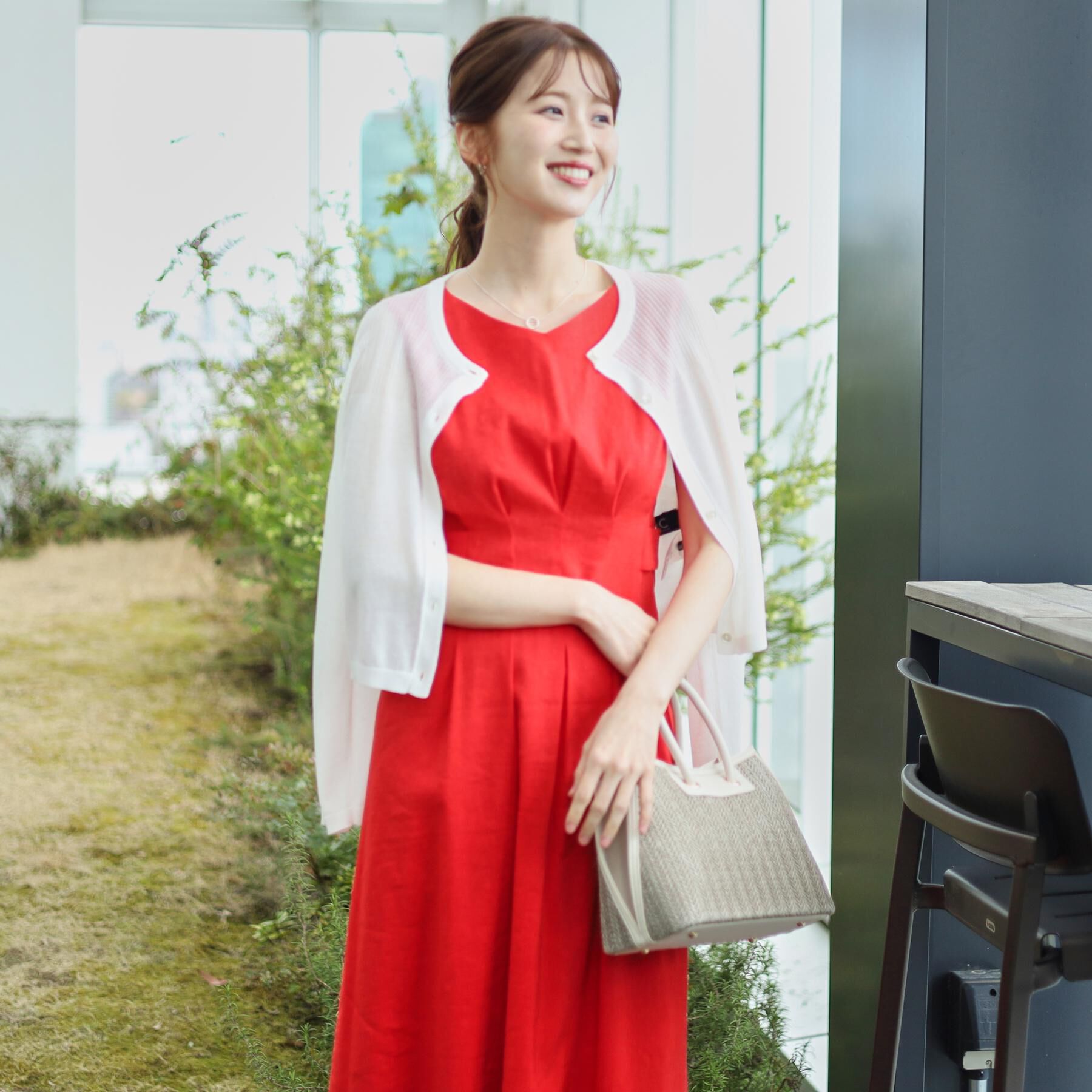 COUP DE CHANCE「【洗える／日本製／麻混素材】フィットアンドフレアワンピース」|ワンピース|