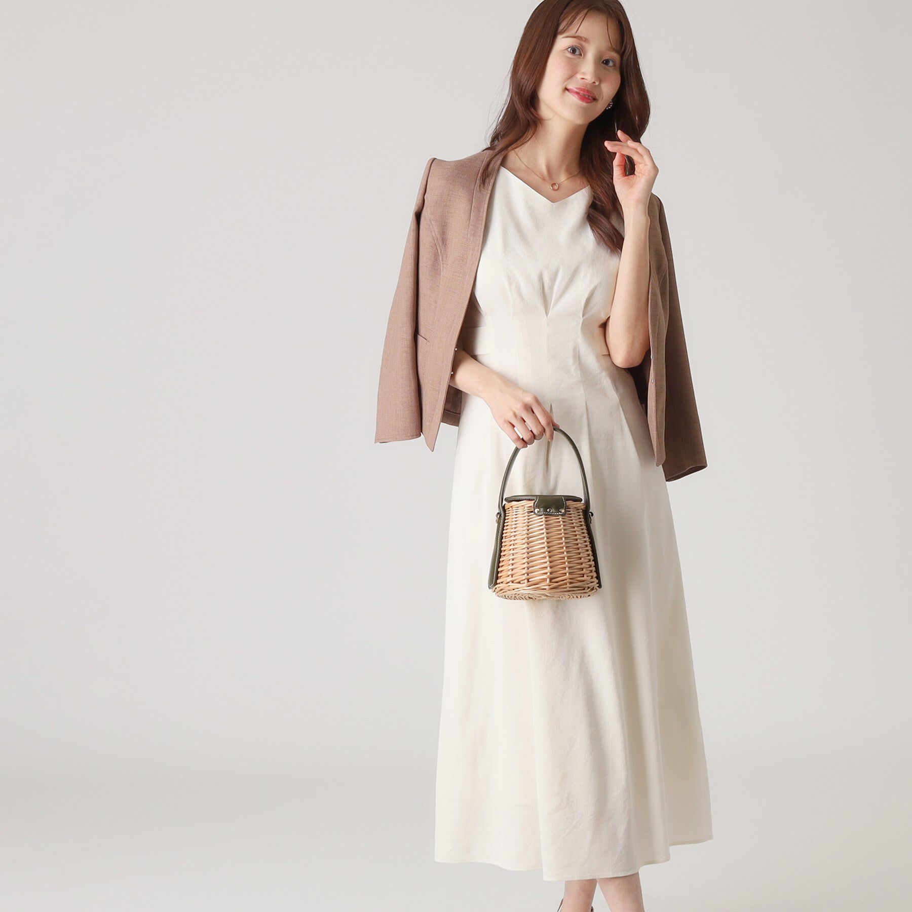 COUP DE CHANCE「【洗える／日本製／麻混素材】フィットアンドフレアワンピース」|ワンピース|