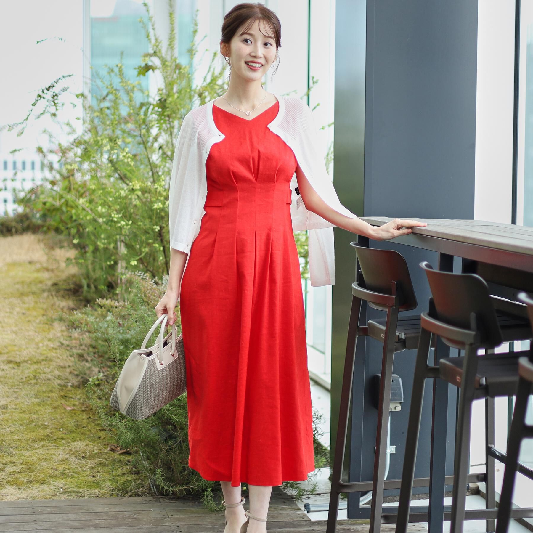 COUP DE CHANCE「【洗える／日本製／麻混素材】フィットアンドフレアワンピース」|ワンピース|