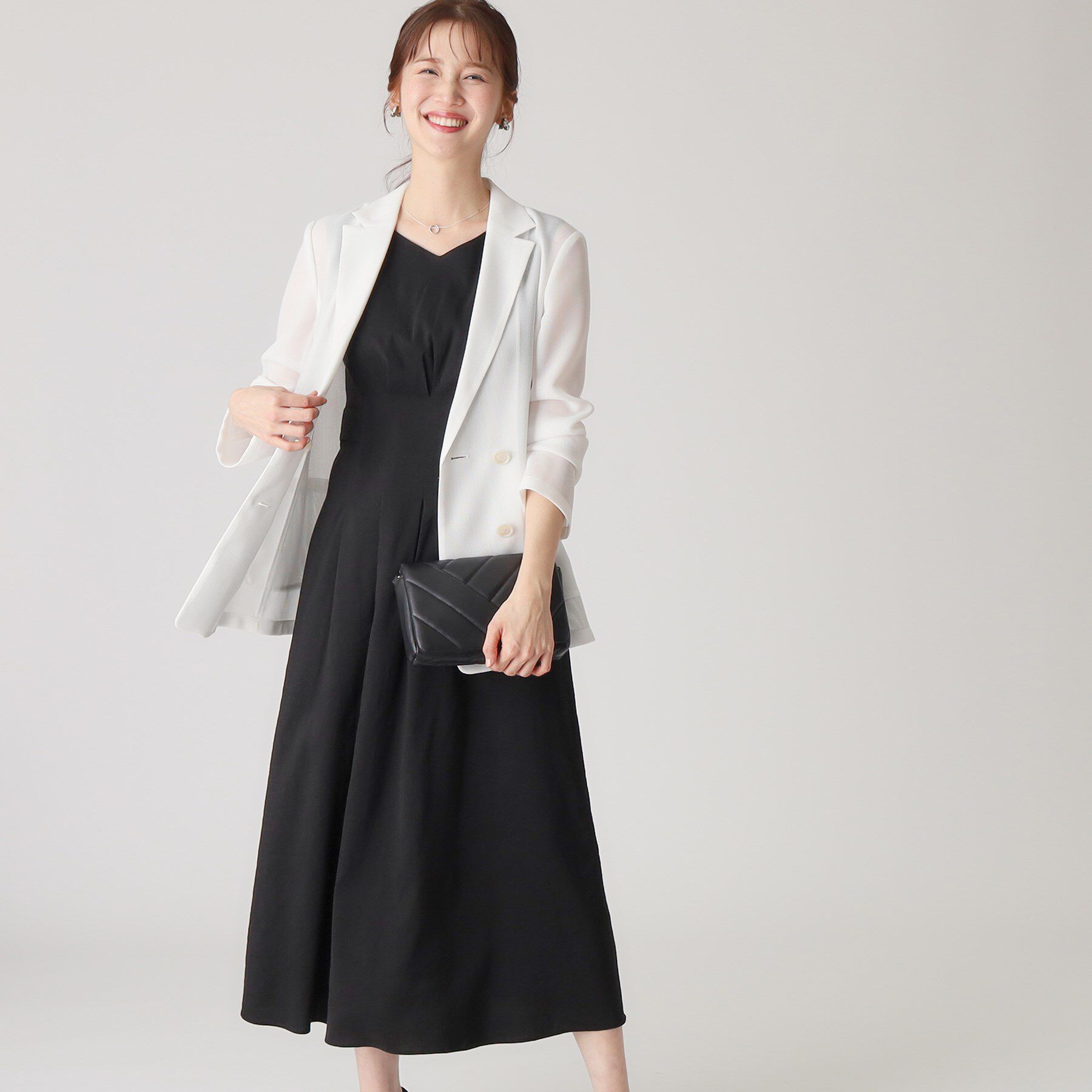 COUP DE CHANCE「【洗える／日本製／麻混素材】フィットアンドフレアワンピース」|ワンピース|ブラック(019)