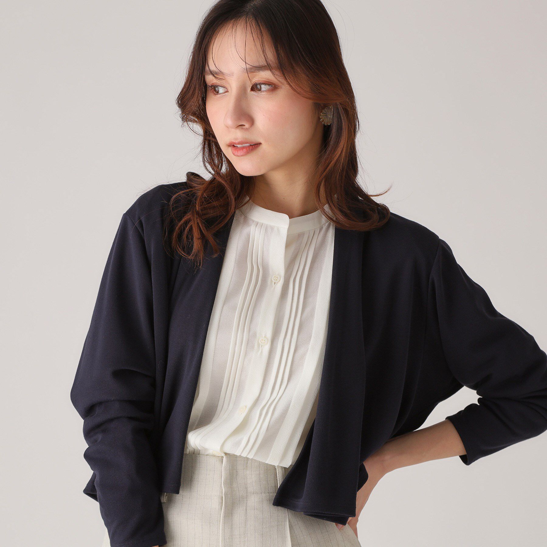 COUP DE CHANCE「【洗える／日本製】ショート丈カーディガン」|カーディガン|ネイビー(094)