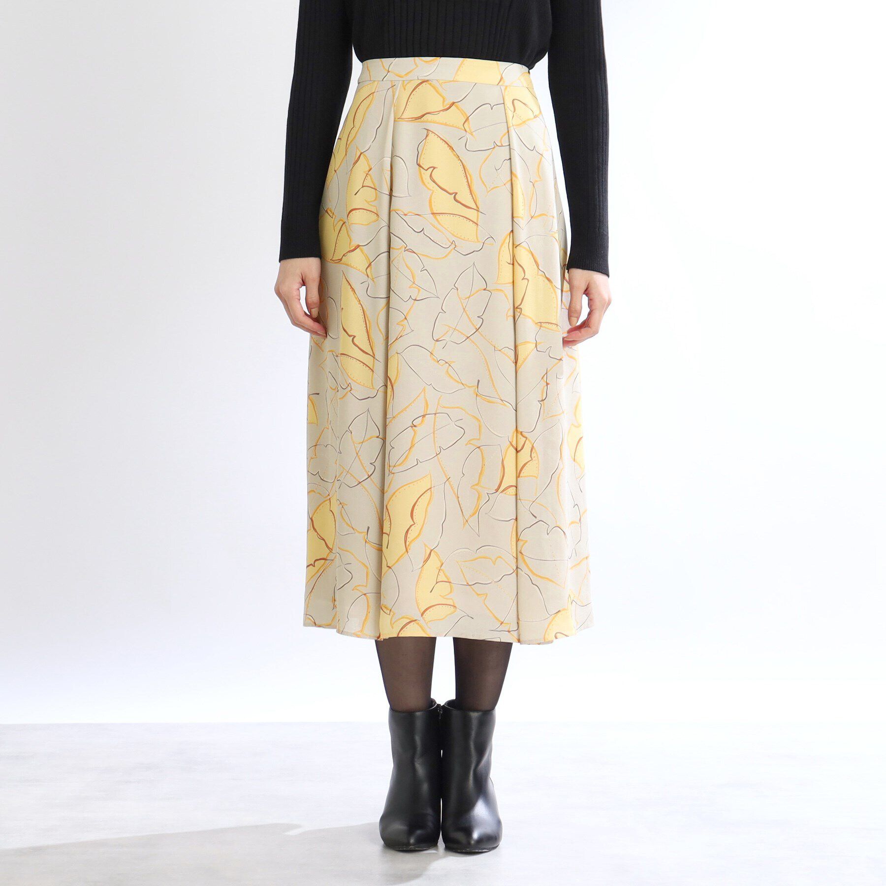 Reflect「【着映えスカート/WEB限定カラーあり／洗える】リーフプリントスカート」|スカート|