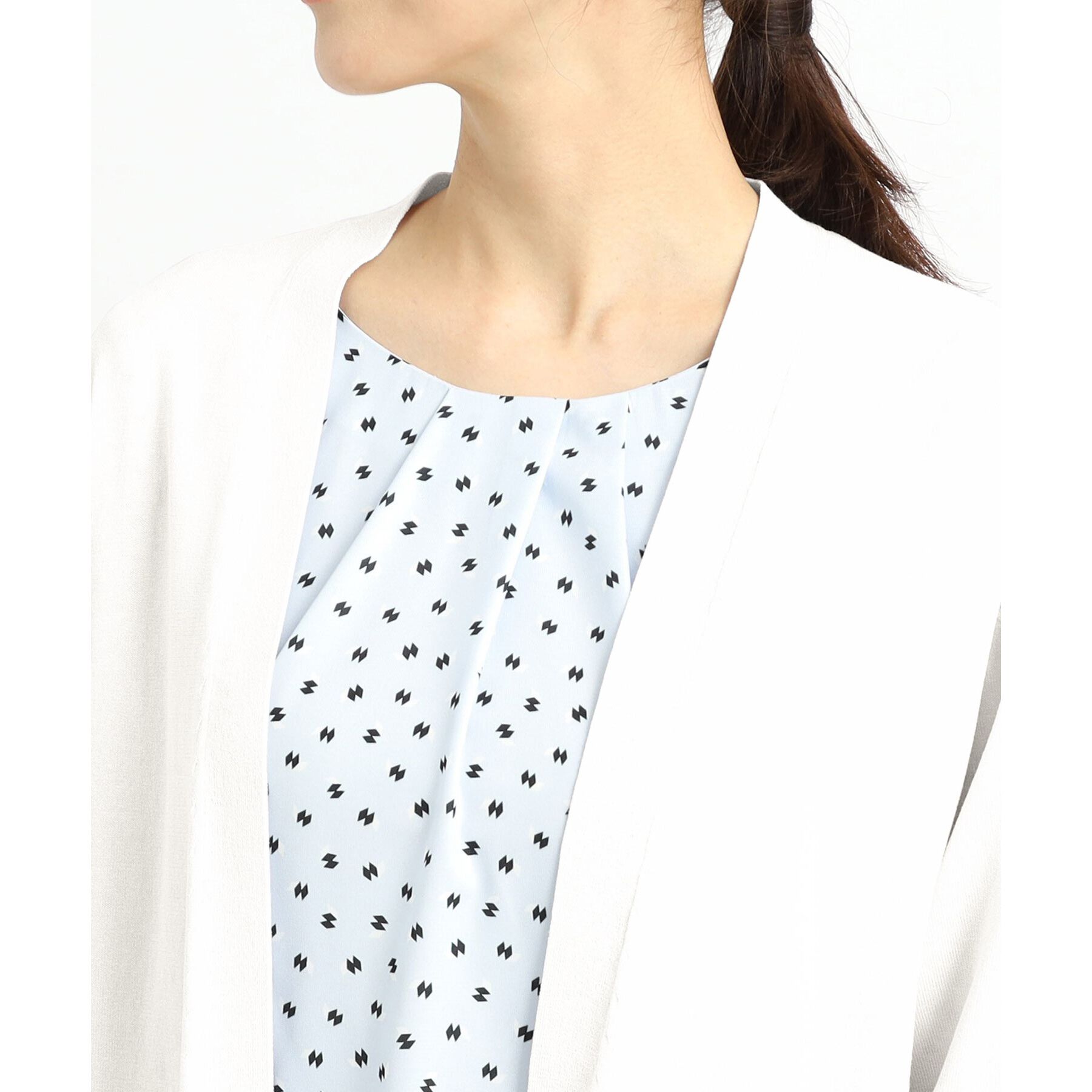 Reflect「【夏SALE／単品使いもできる】プリントブラウス着流しカーディガンニット」|カーディガン|