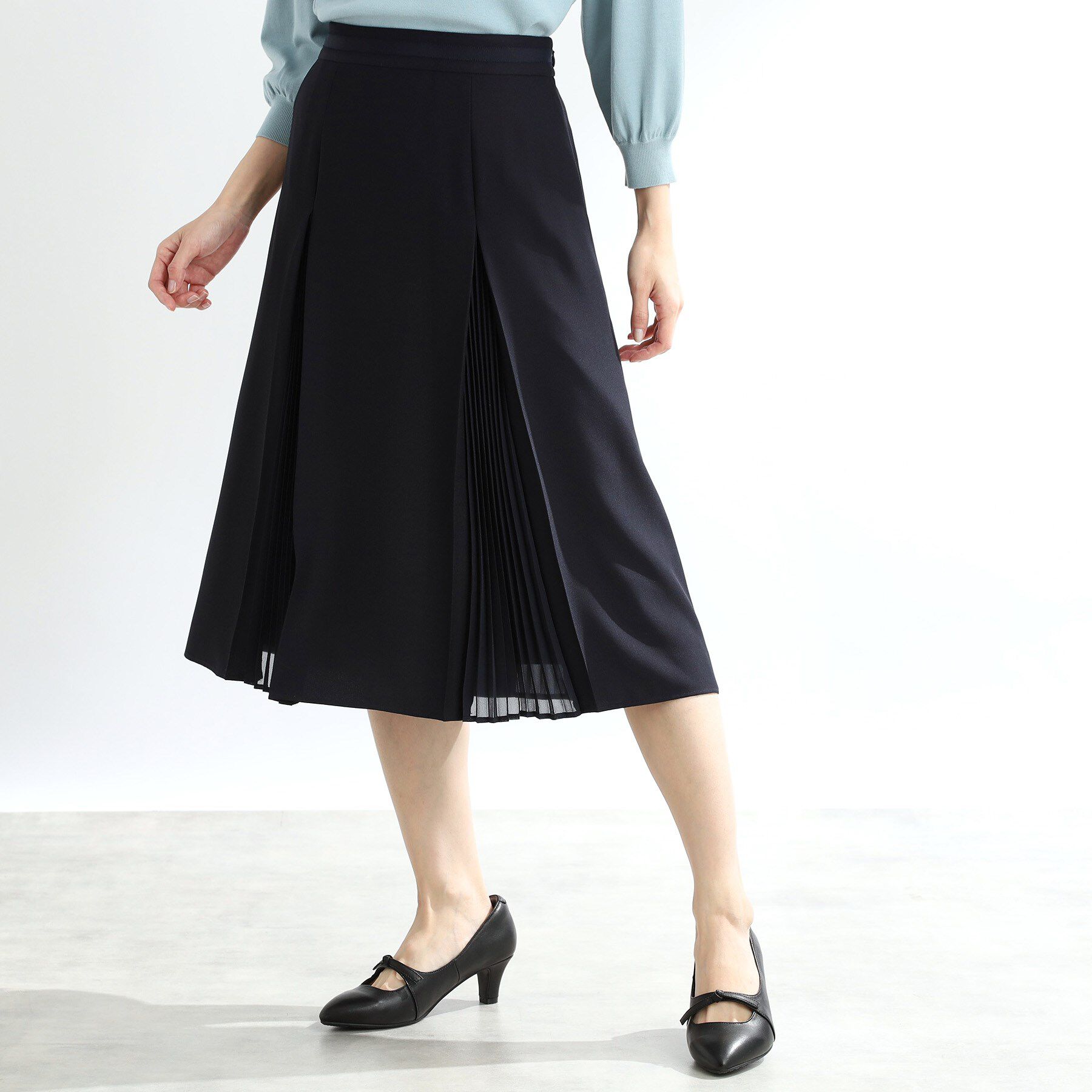 Reflect「【手洗い可】シフォンプリーツドッキングスカート」|スカート|