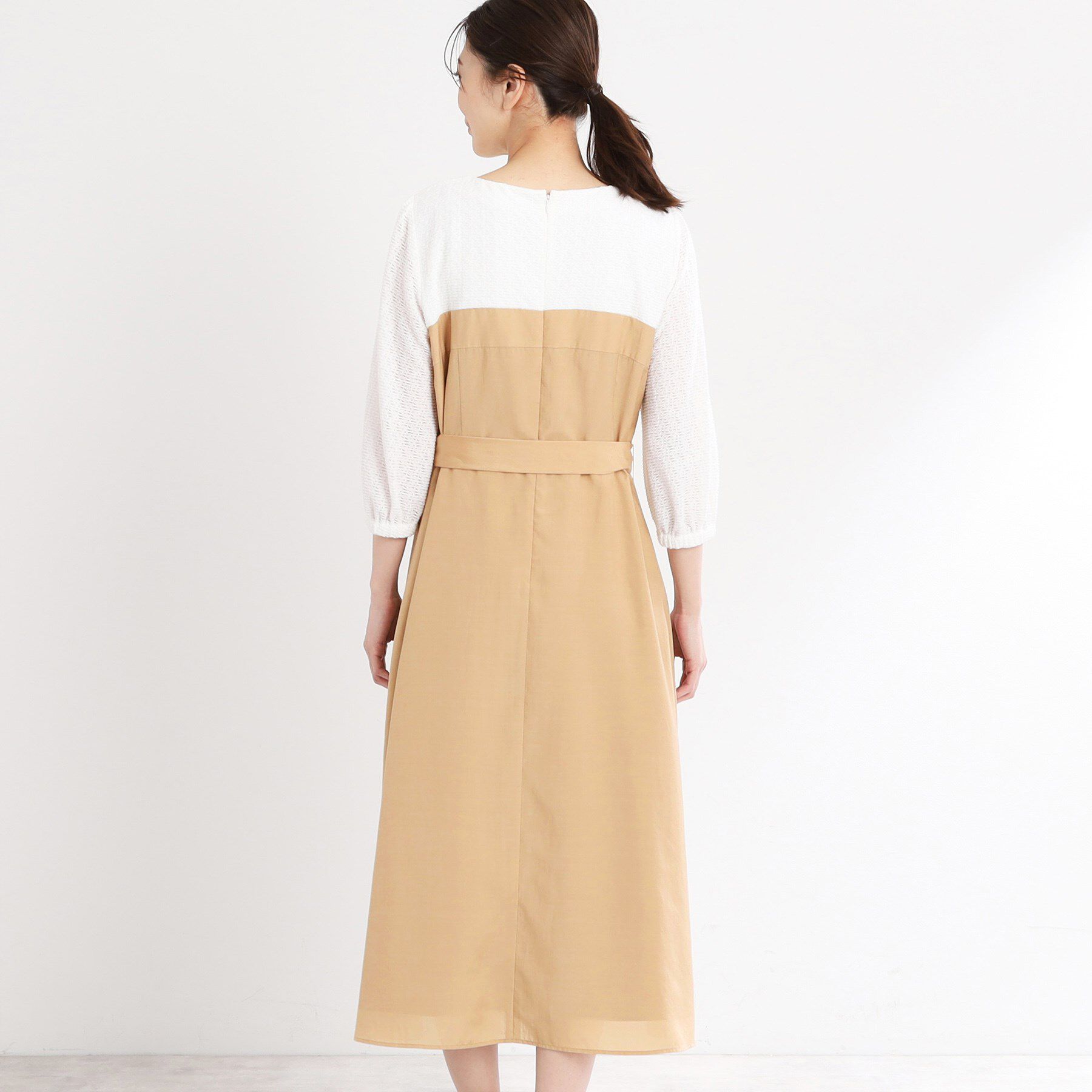 Reflect「【手洗い可／セットアップ可】異素材ミックスワンピース」|ワンピース|