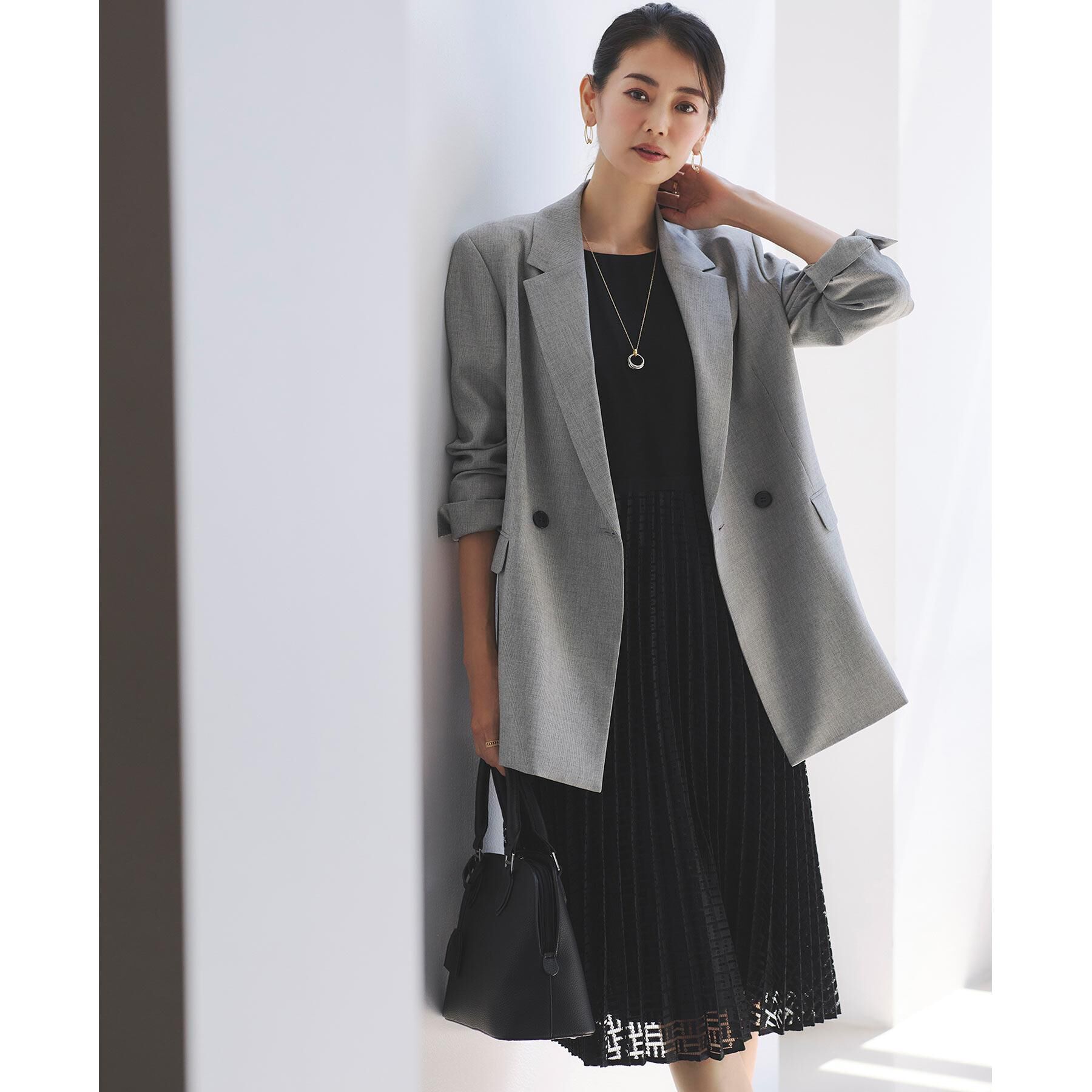 Reflect「【フォーマル／入卒／一枚で着映え◎】シフォン&times;幾何柄レースプリーツワンピース」|ワンピース|