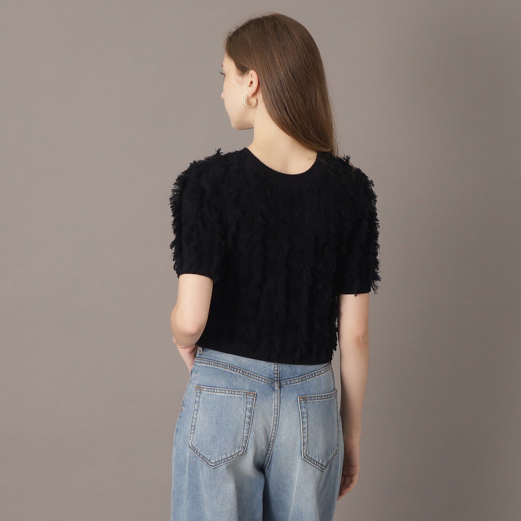 DRESSTERIOR「【前後2WAY/洗える】半袖フリンジニット」|ニット・セーター|