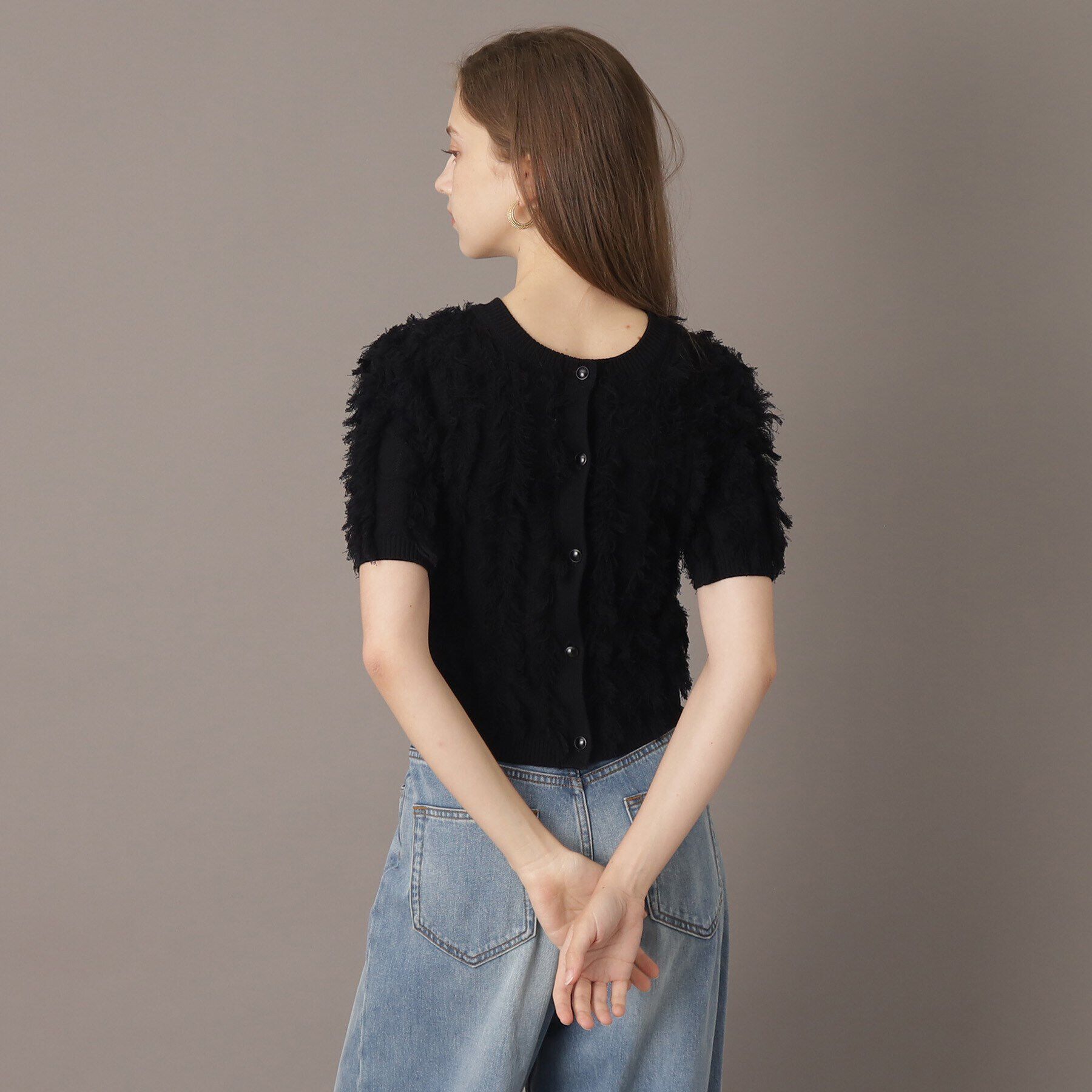 DRESSTERIOR「【前後2WAY/洗える】半袖フリンジニット」|ニット・セーター|