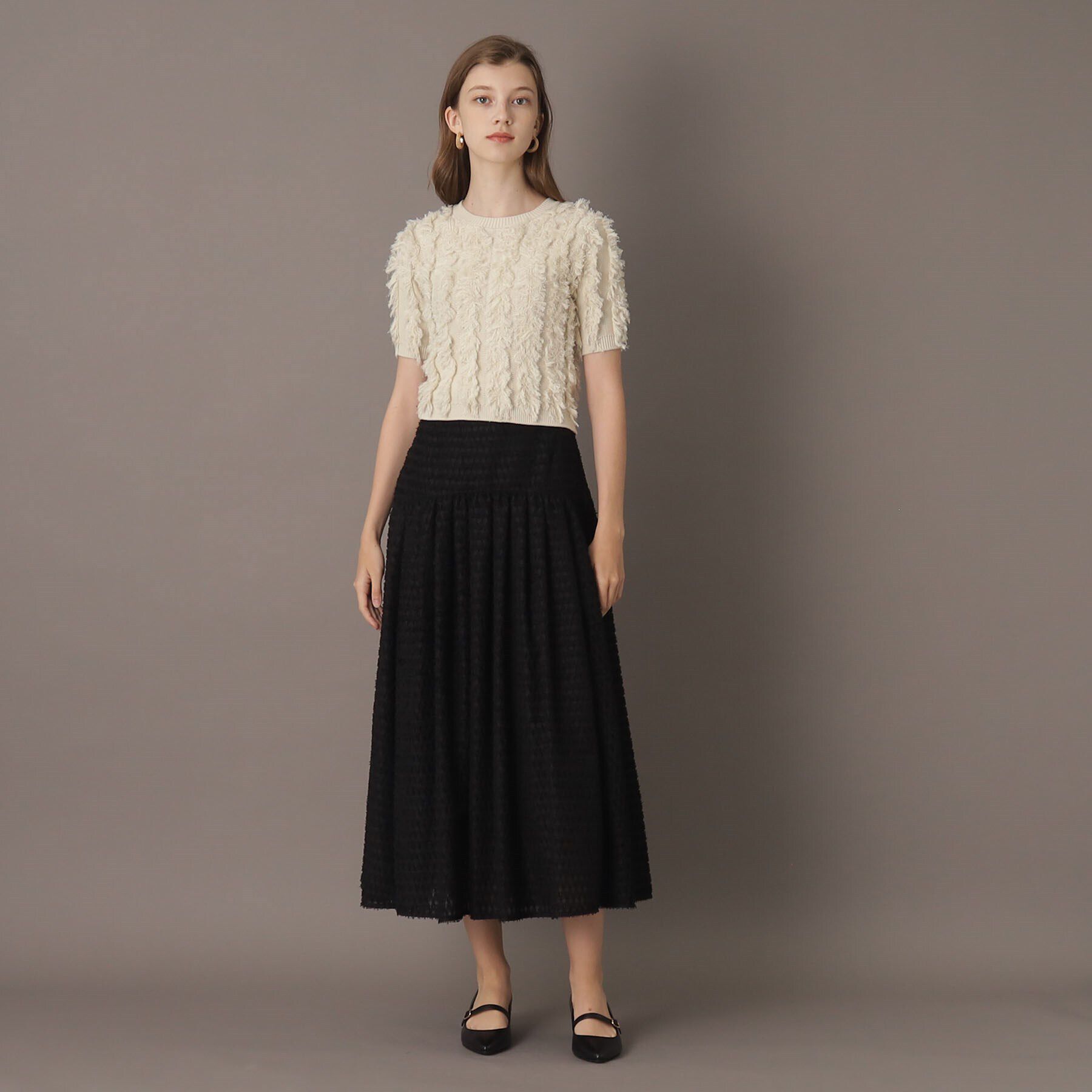 DRESSTERIOR「【前後2WAY/洗える】半袖フリンジニット」|ニット・セーター|