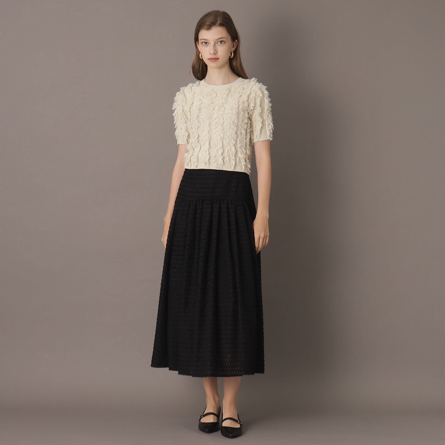 DRESSTERIOR「【前後2WAY/洗える】半袖フリンジニット」|ニット・セーター|