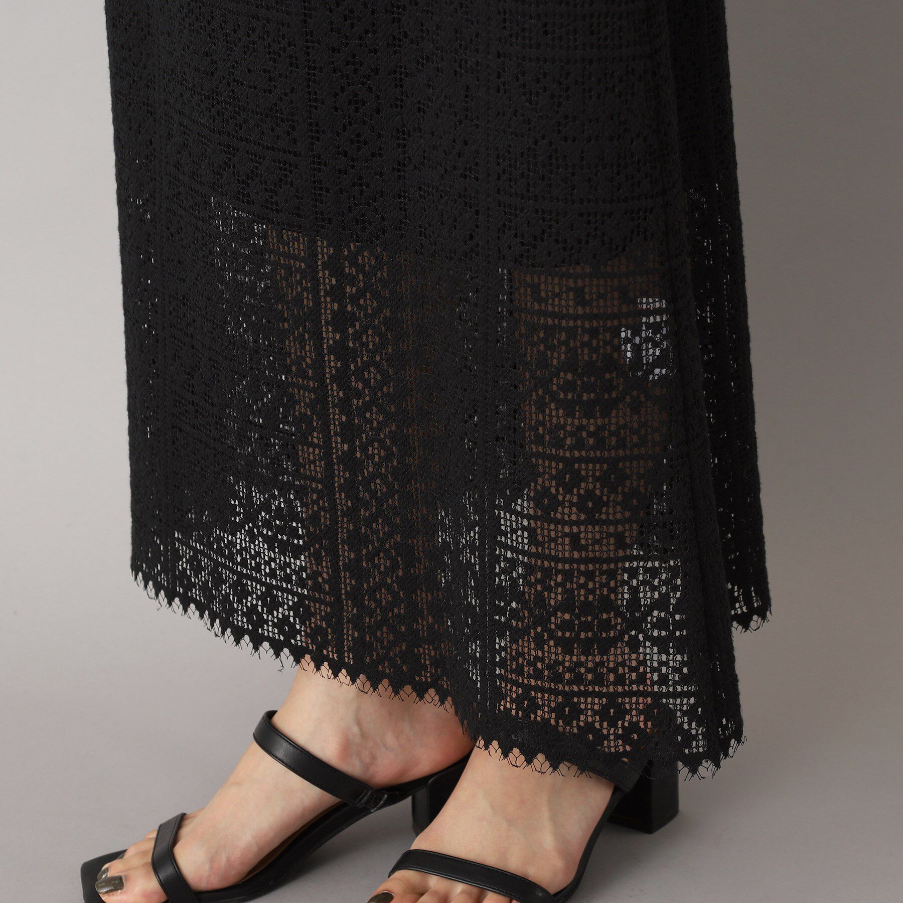 DRESSTERIOR「【後ろウエストゴム】オーガニックコットンブレンドレーススカート」|スカート|