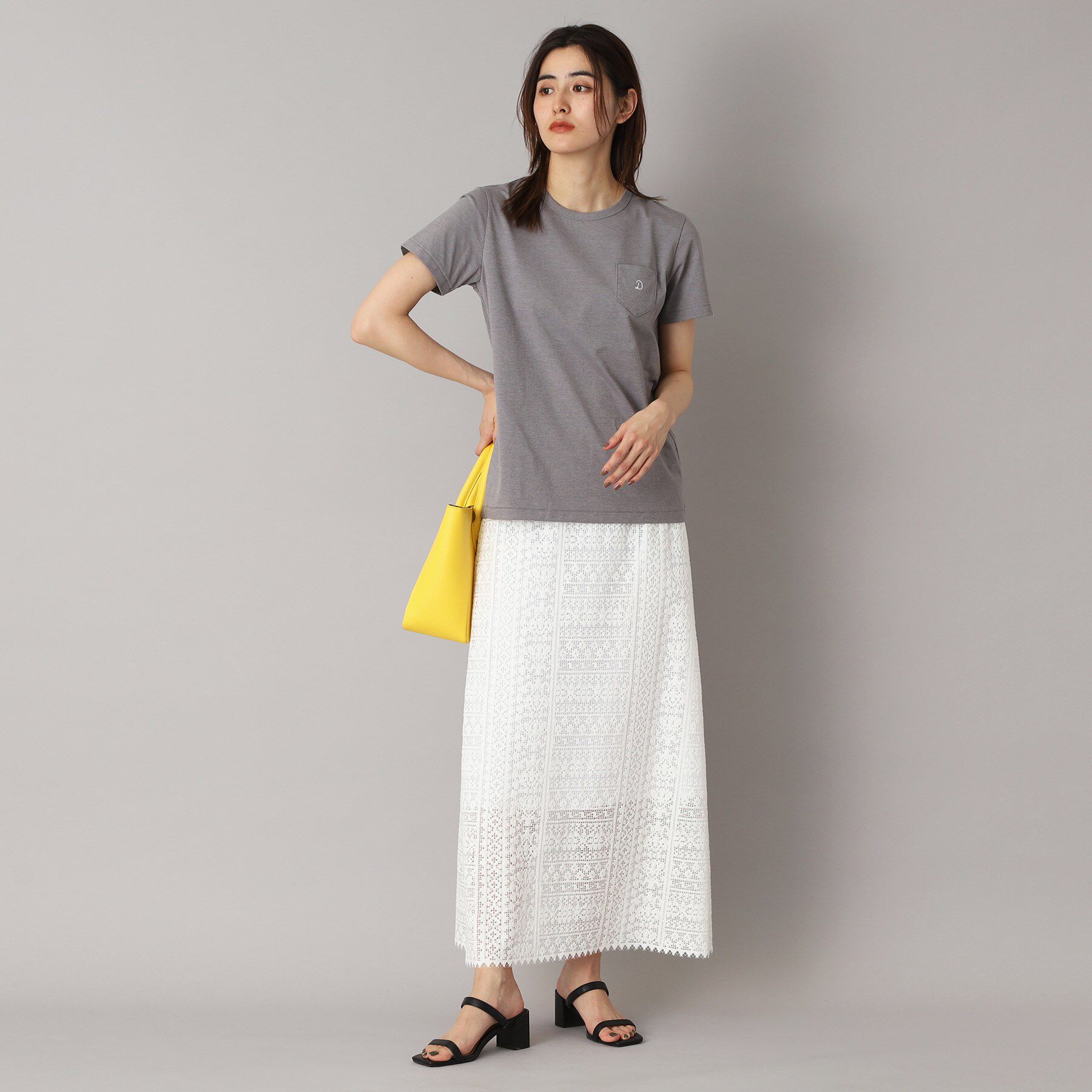 DRESSTERIOR「【後ろウエストゴム】オーガニックコットンブレンドレーススカート」|スカート|