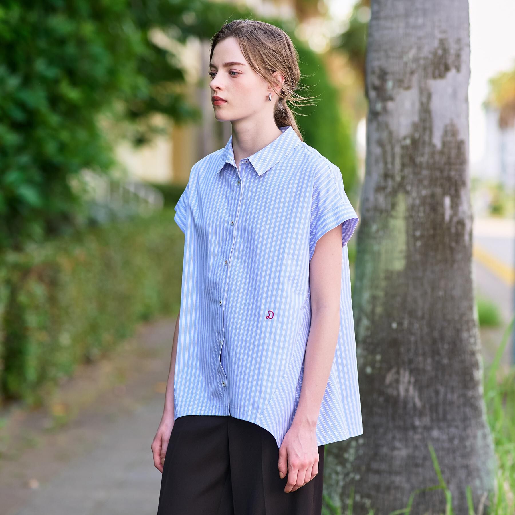 DRESSTERIOR「【洗える/コットン100％】イレギュラーヘムストライプシャツ」|シャツ・ブラウス|