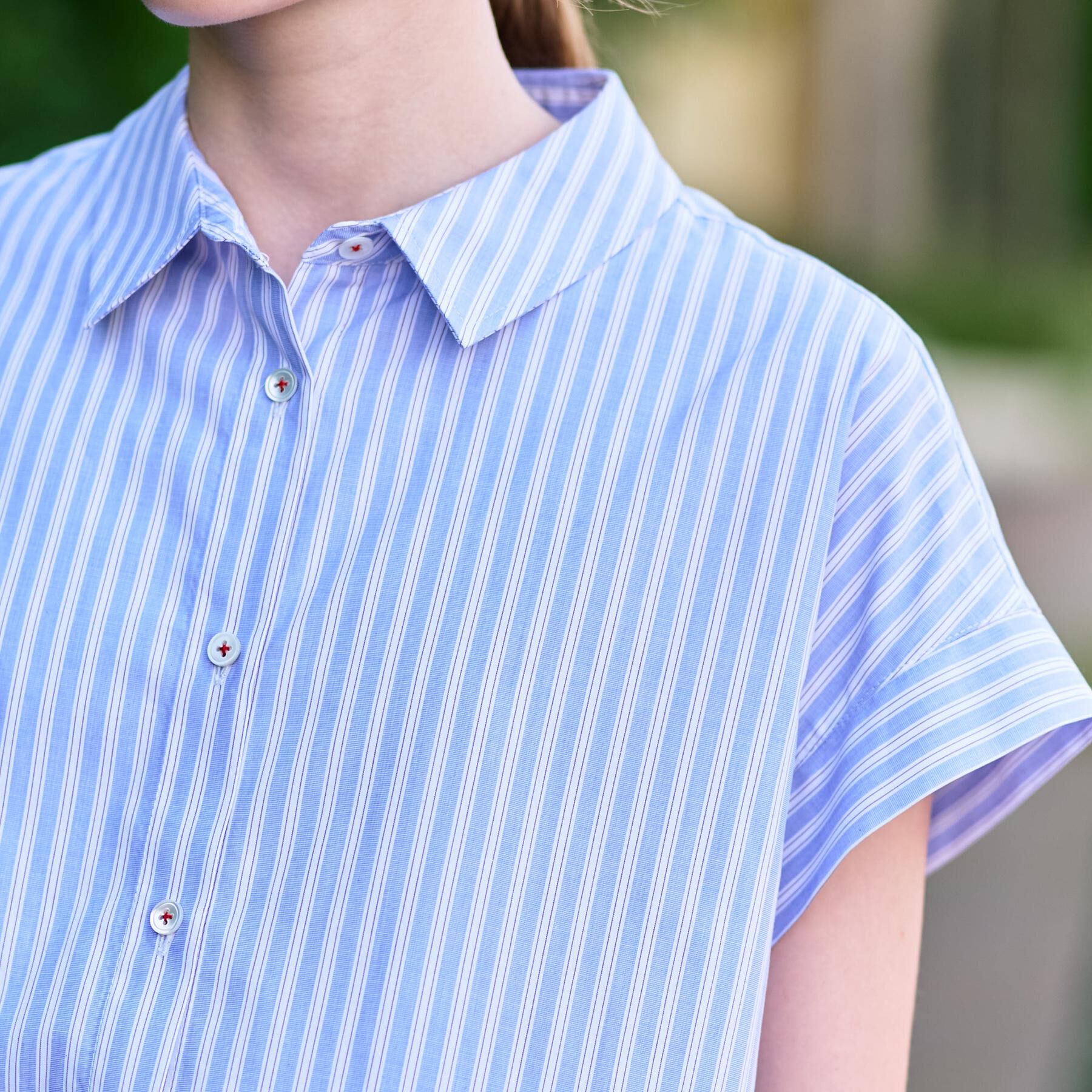 DRESSTERIOR「【洗える/コットン100％】イレギュラーヘムストライプシャツ」|シャツ・ブラウス|