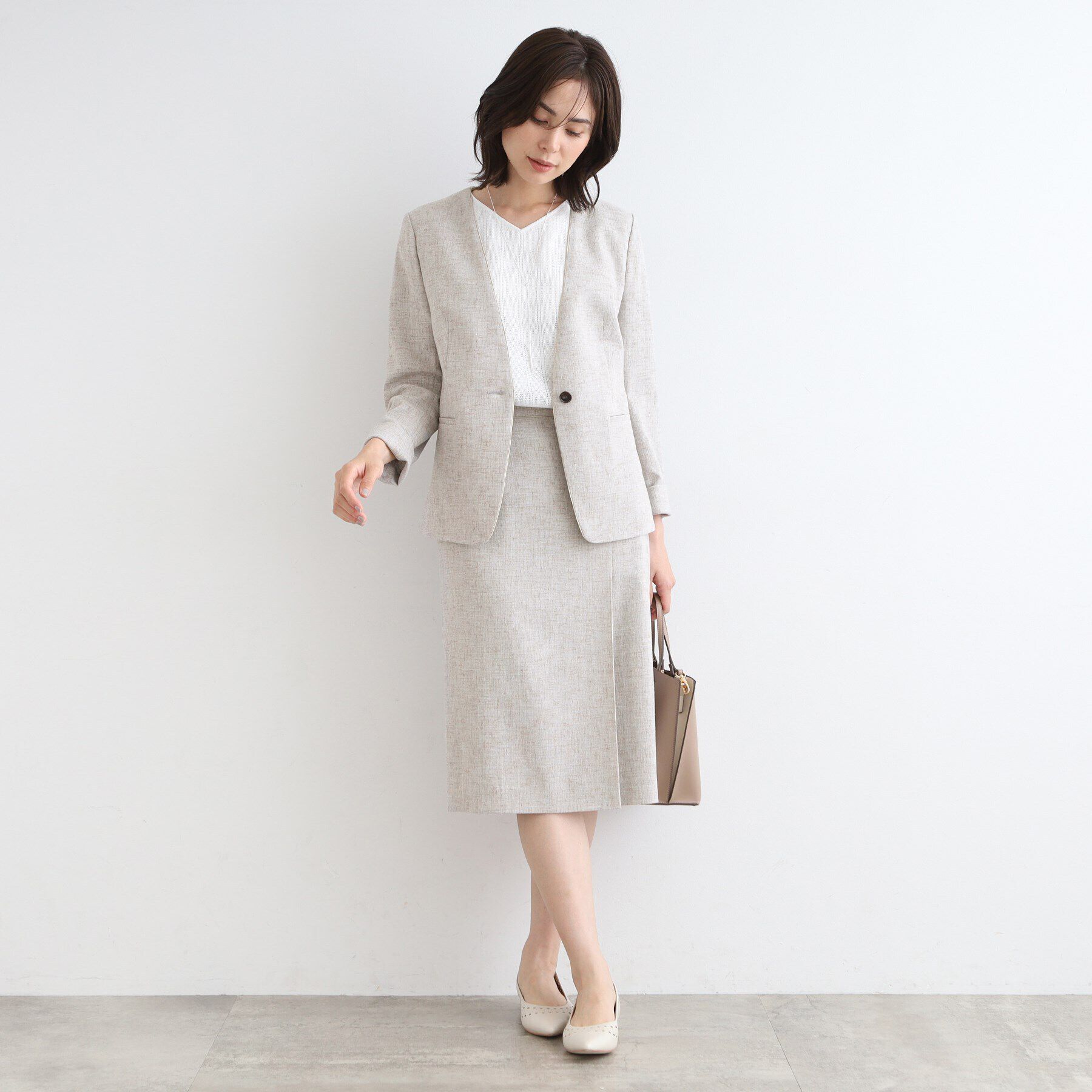 INDIVI「【洗える／日本製／SETUP可能】サマーツィード ストレートスカート」|スーツ|