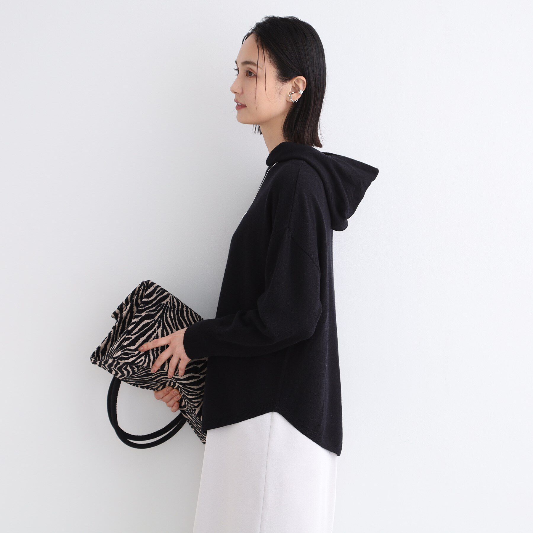 INDIVI「【カシミヤ混／洗える】フーディーニットパーカー」|ニット・セーター|