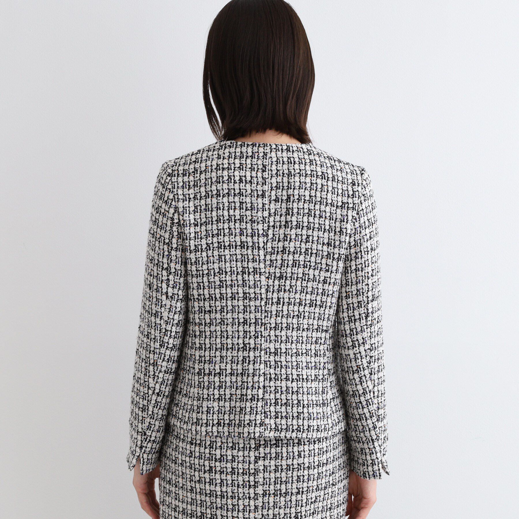 INDIVI「【日本製／SETUP可能】ファンシーツィードジャケット」|ノーカラージャケット|